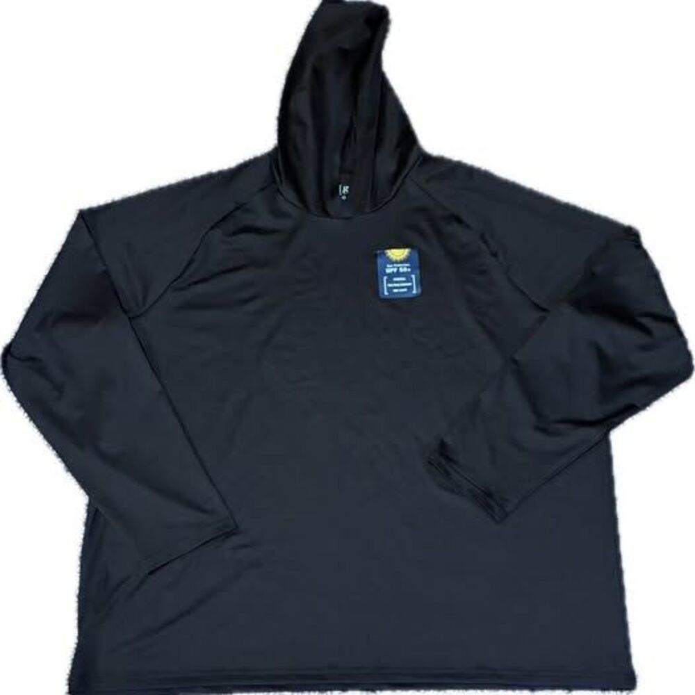Men's 3XL Black Long Sleeve Hooded Sun Protection Shirt NWT Fishing Boating